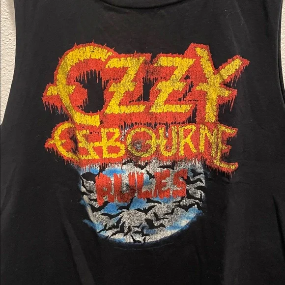 3/$25🛍️ Ozzy Osbourne Graphic cutout Tank Top - Black with Yellow & Red Print - Picture 2 of 5